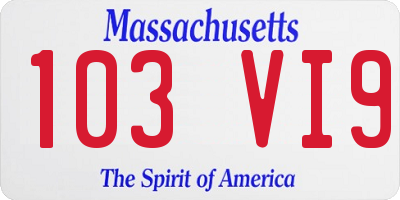 MA license plate 103VI9