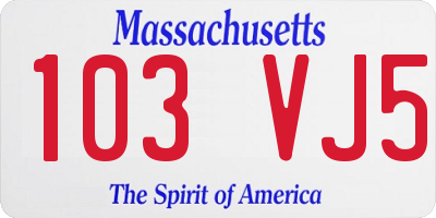 MA license plate 103VJ5