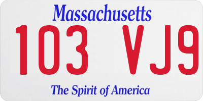 MA license plate 103VJ9