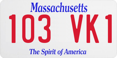 MA license plate 103VK1