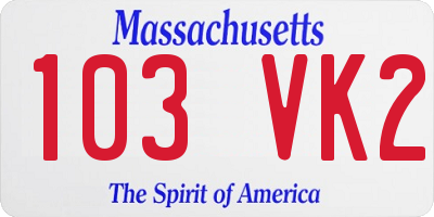 MA license plate 103VK2