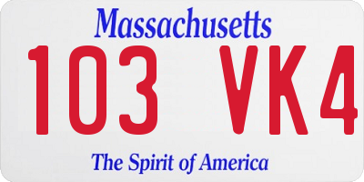 MA license plate 103VK4