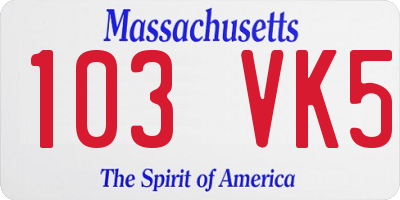 MA license plate 103VK5
