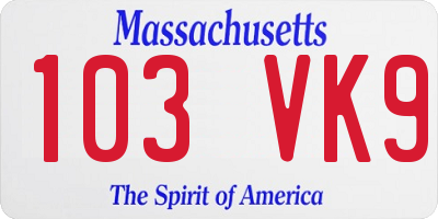 MA license plate 103VK9