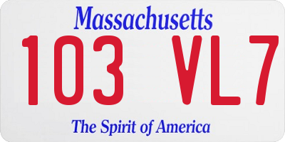 MA license plate 103VL7
