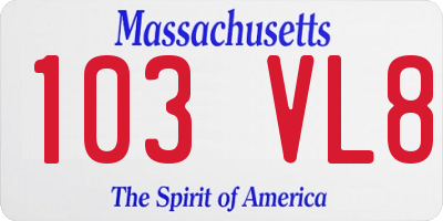 MA license plate 103VL8