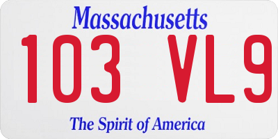 MA license plate 103VL9