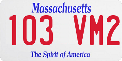 MA license plate 103VM2