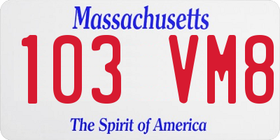 MA license plate 103VM8