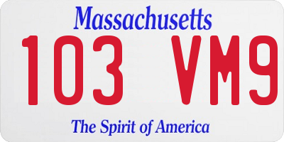 MA license plate 103VM9