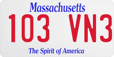 MA license plate 103VN3
