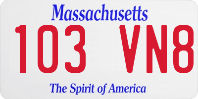 MA license plate 103VN8