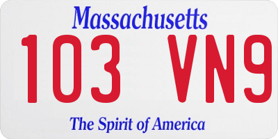 MA license plate 103VN9