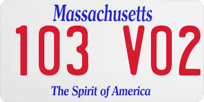 MA license plate 103VO2