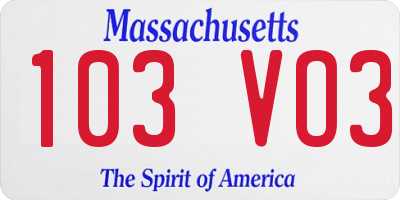 MA license plate 103VO3