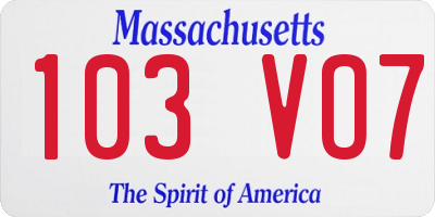 MA license plate 103VO7