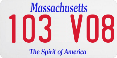 MA license plate 103VO8