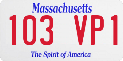 MA license plate 103VP1