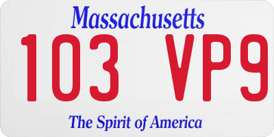 MA license plate 103VP9