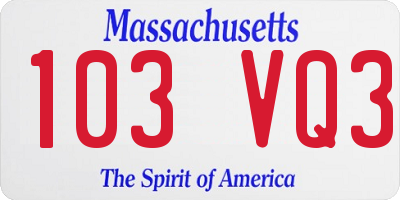 MA license plate 103VQ3