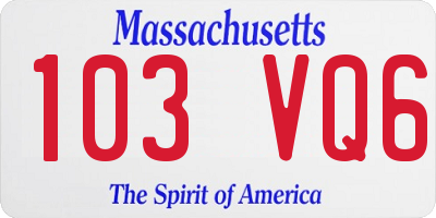 MA license plate 103VQ6