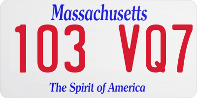 MA license plate 103VQ7