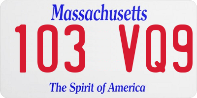 MA license plate 103VQ9