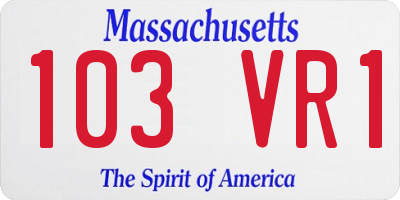 MA license plate 103VR1
