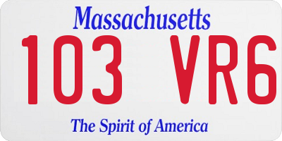 MA license plate 103VR6