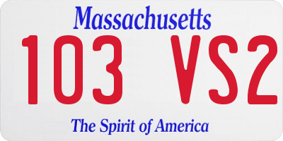MA license plate 103VS2
