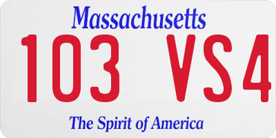 MA license plate 103VS4