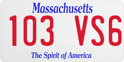 MA license plate 103VS6