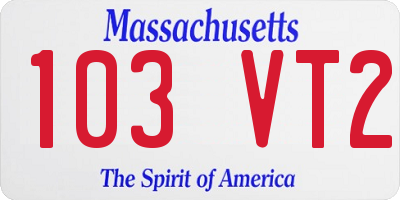 MA license plate 103VT2