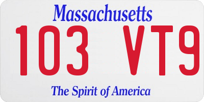 MA license plate 103VT9