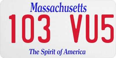 MA license plate 103VU5