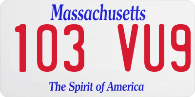 MA license plate 103VU9