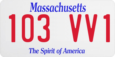 MA license plate 103VV1