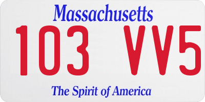 MA license plate 103VV5