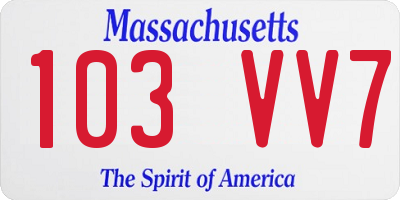 MA license plate 103VV7