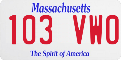 MA license plate 103VW0