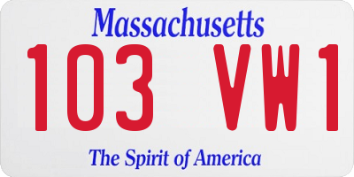 MA license plate 103VW1