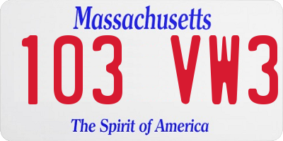 MA license plate 103VW3