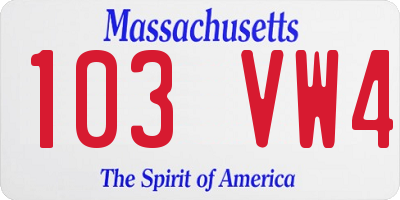 MA license plate 103VW4