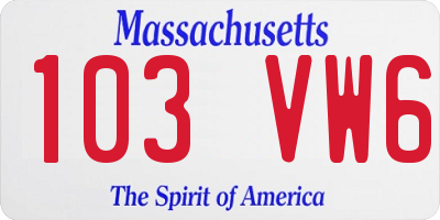 MA license plate 103VW6