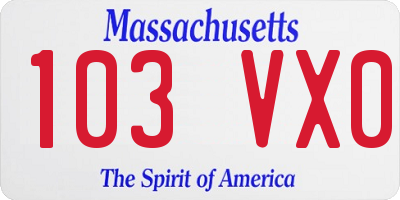 MA license plate 103VX0