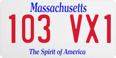 MA license plate 103VX1