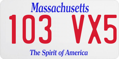 MA license plate 103VX5