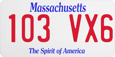 MA license plate 103VX6