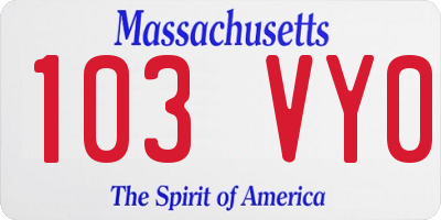 MA license plate 103VY0