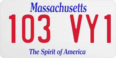MA license plate 103VY1